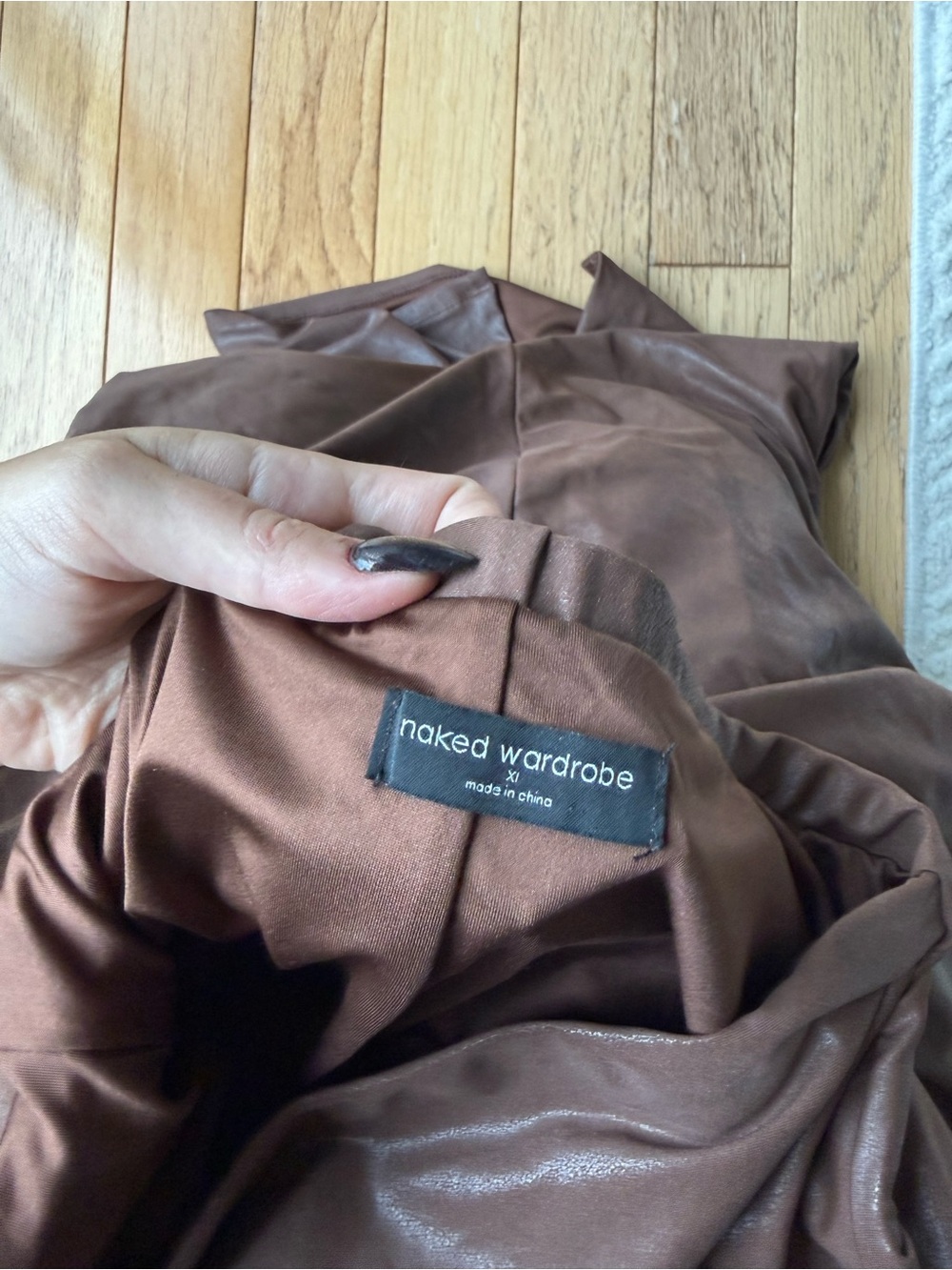 Naked Wardrobe Brown Faux-Leather skirt